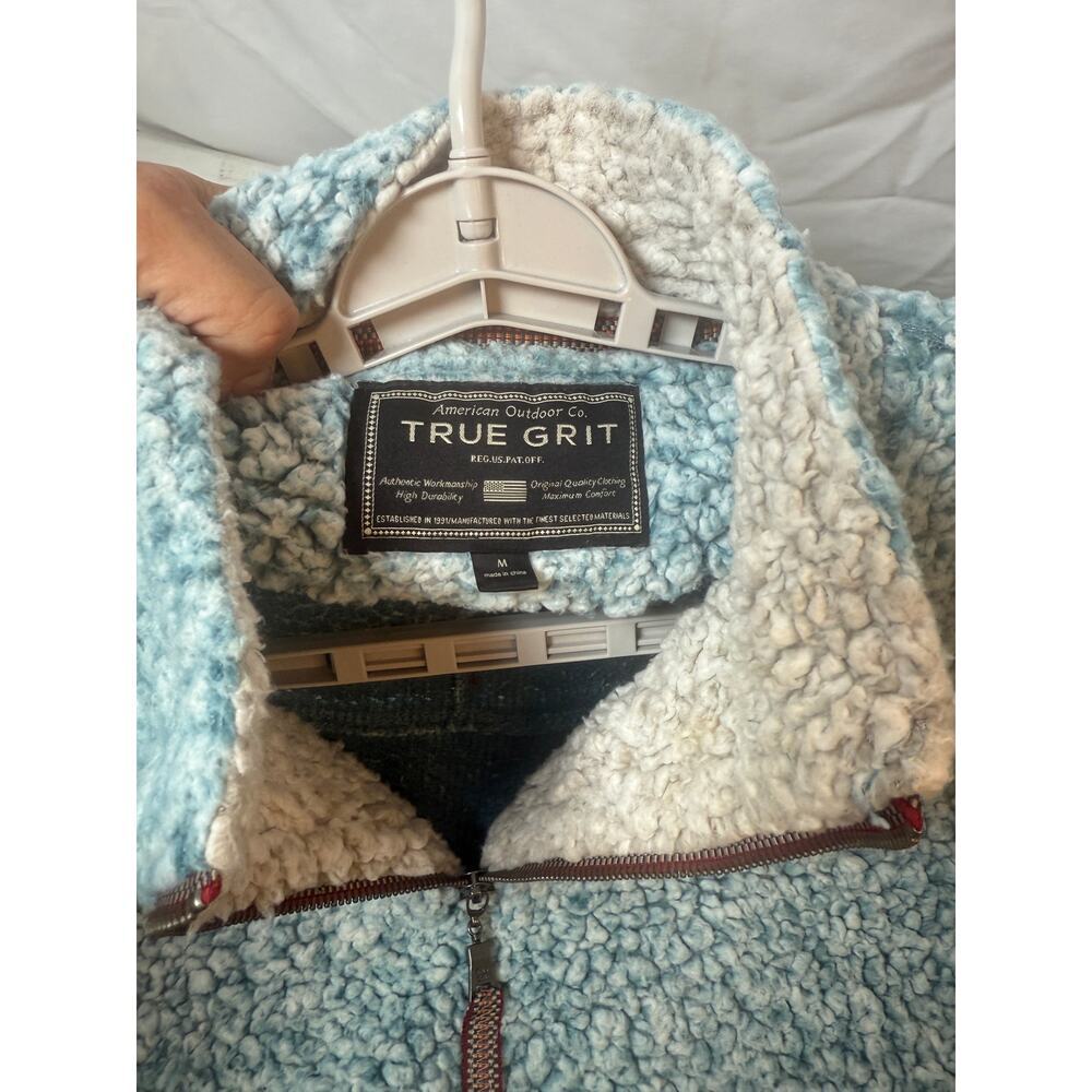 True Grit Women’s Sherpa Fleece Quarter Zip Pullover Blue Size M Cozy - Picture 2 of 3
